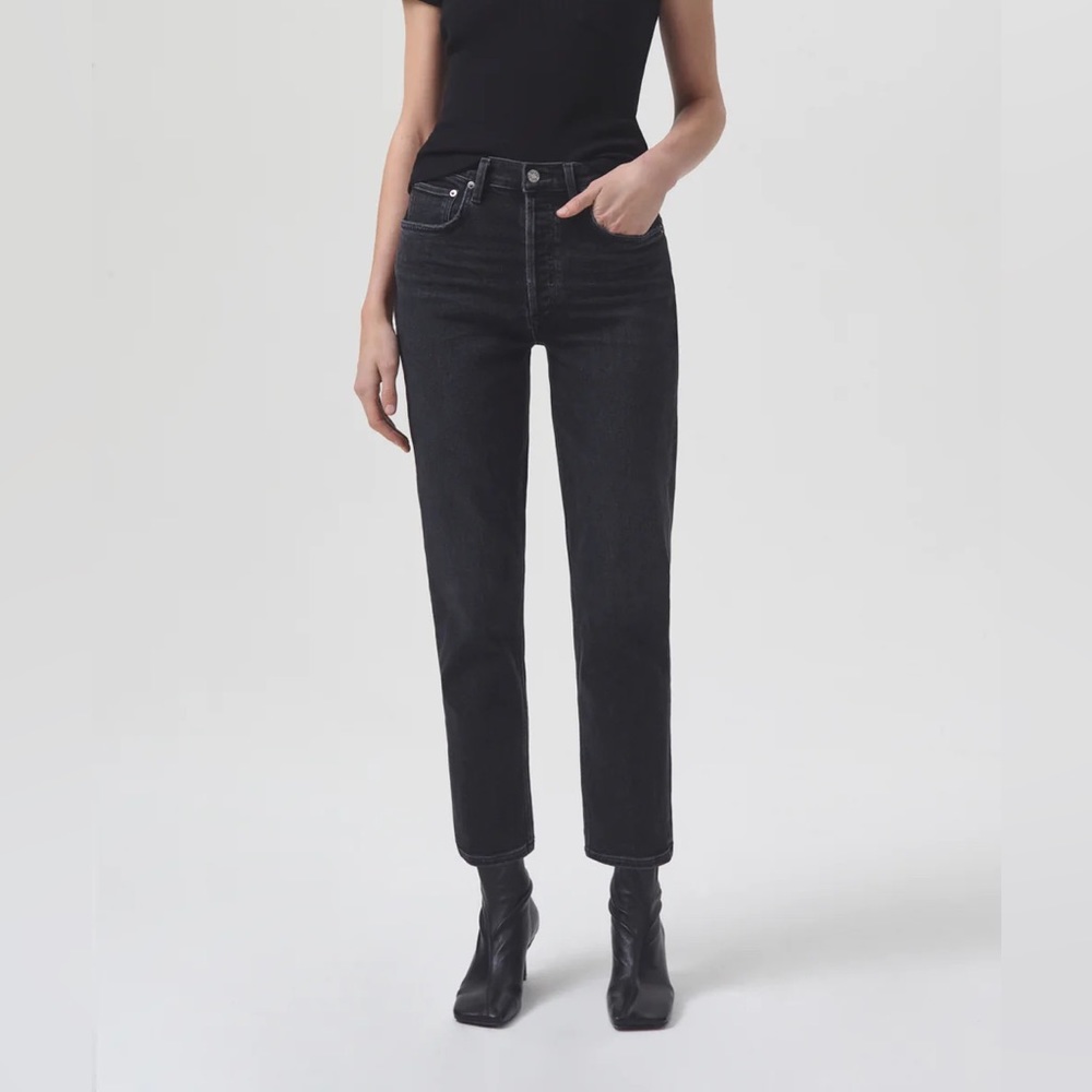 Agolde High-Rise Riley Black Straight Crop Jeans-26